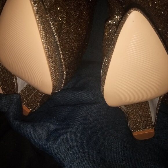 Public Desire" OVER THE TOP " Fold Over Glitter Boots - Gold(BRAND NEW!!!!!!!!!! - Picture 5 of 6